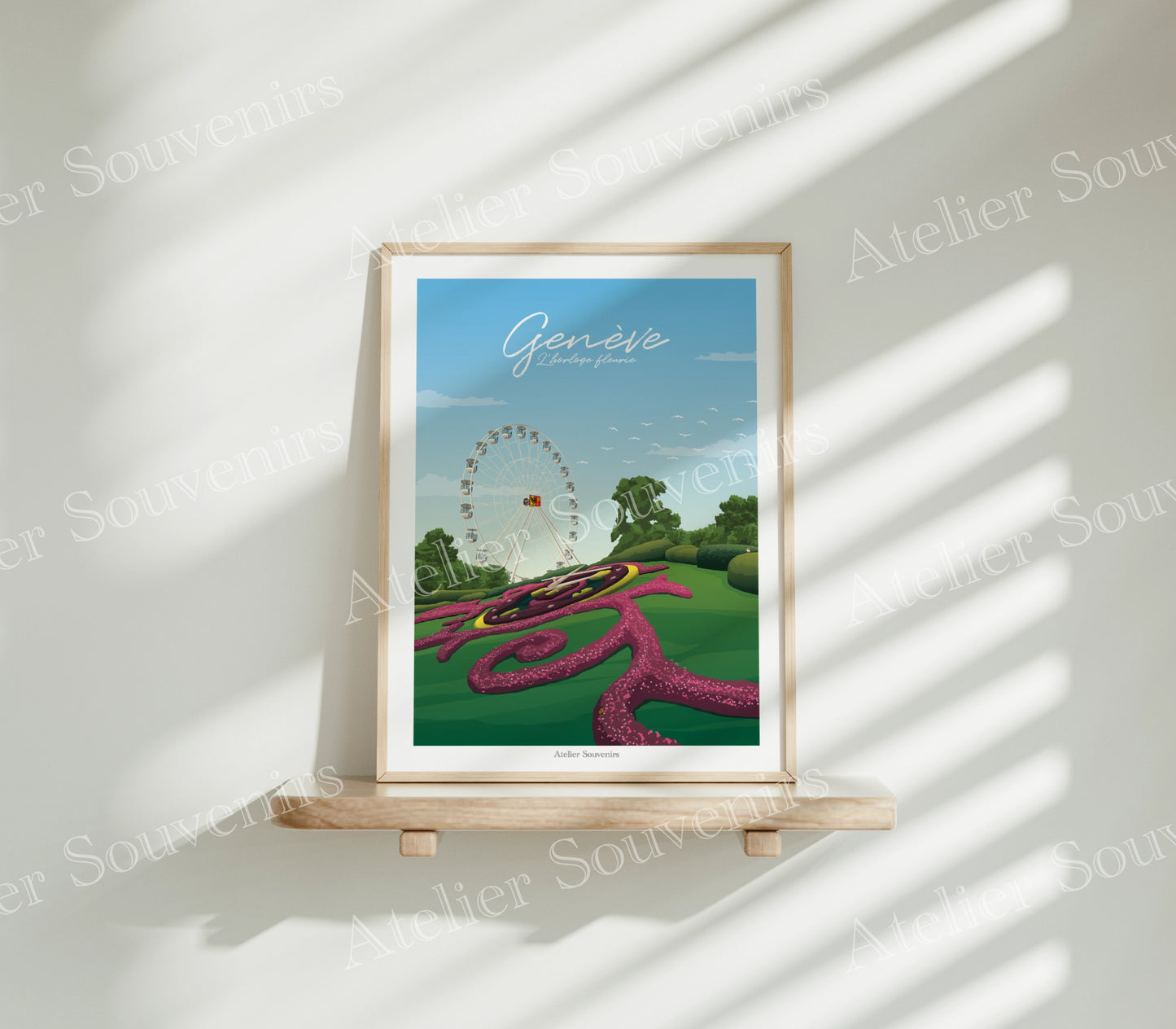 Affiche Genève - Horloge fleurie