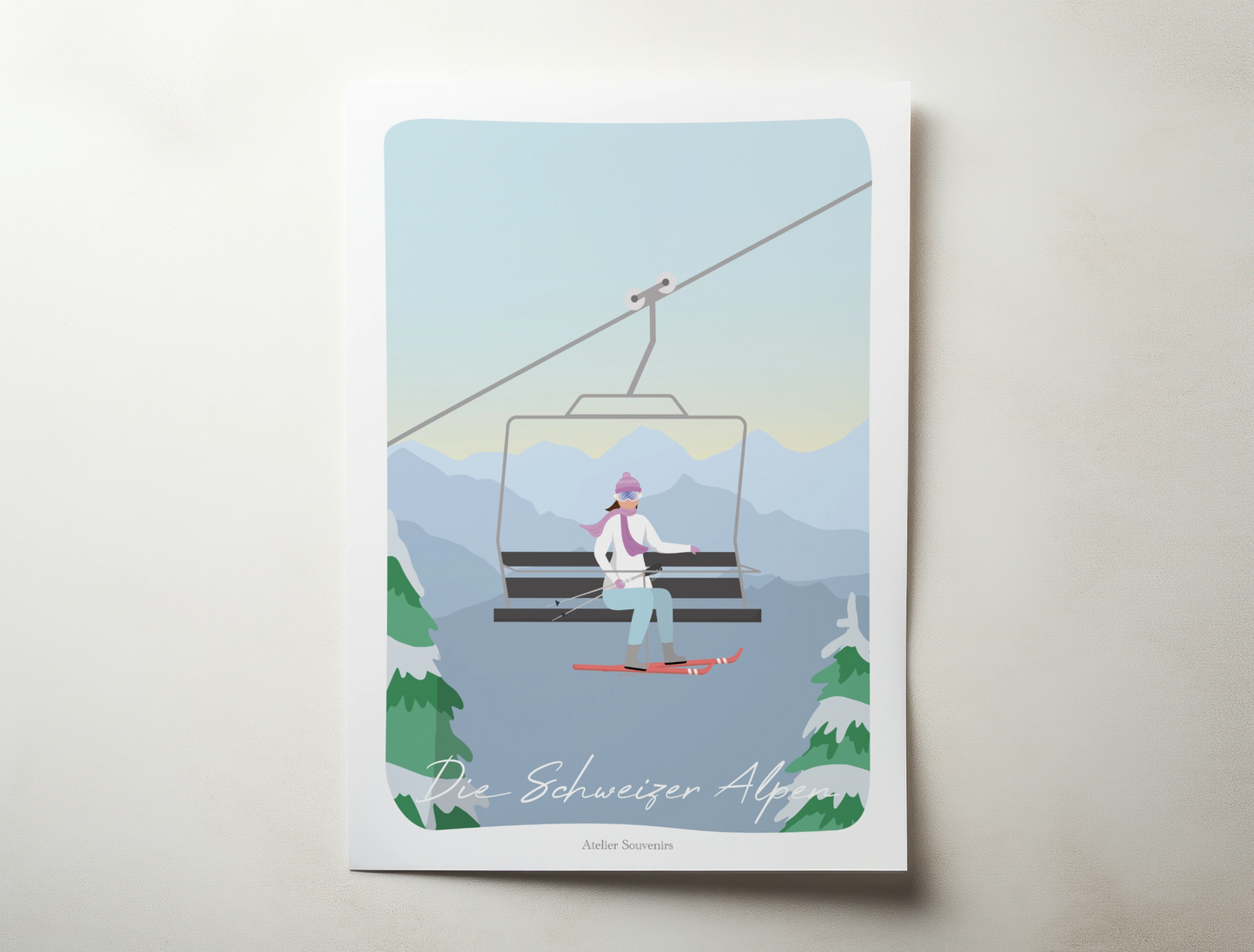 Affiche Les Alpes Suisses - Télésiège
