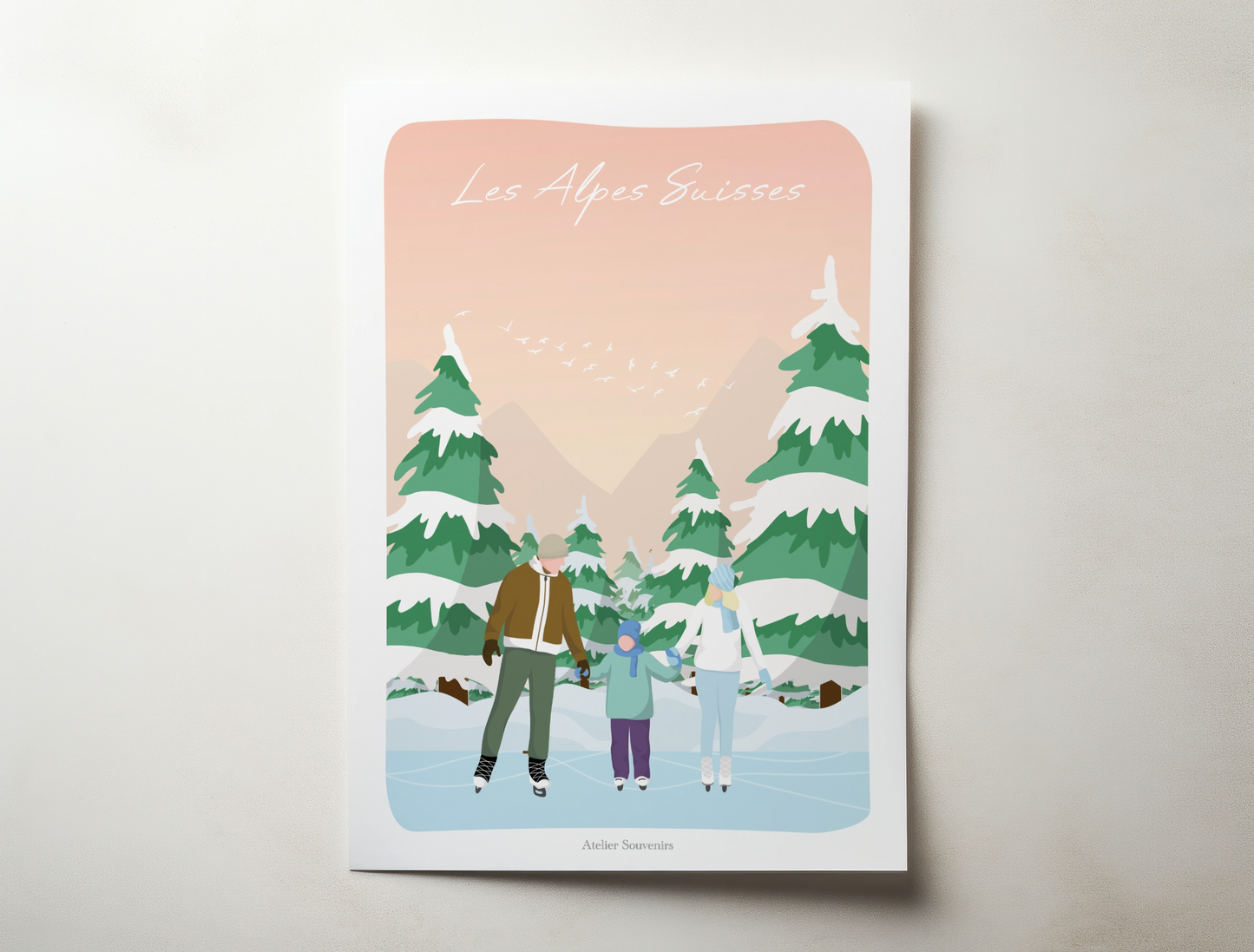 Affiche Les Alpes Suisses - Patinage