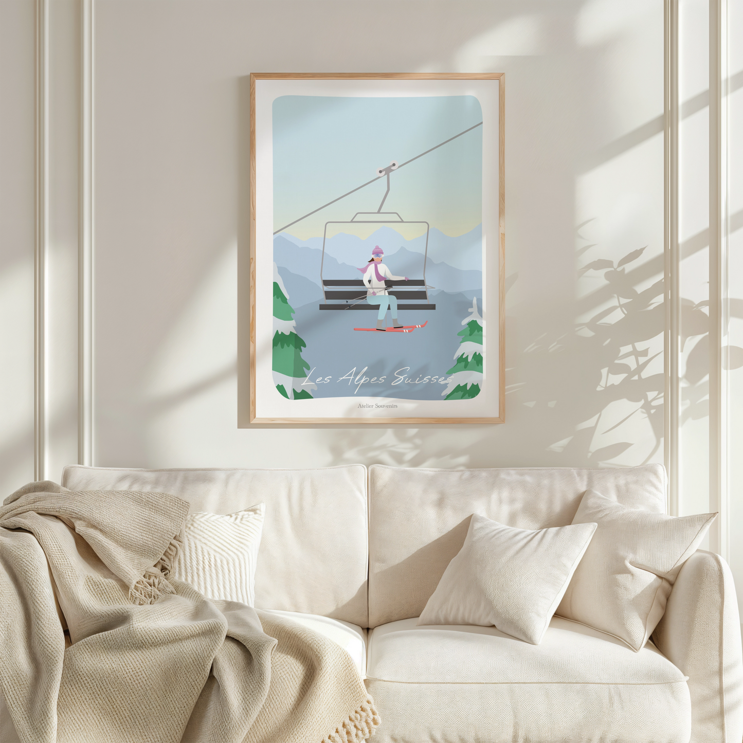 Affiche Les Alpes Suisses - Télésiège