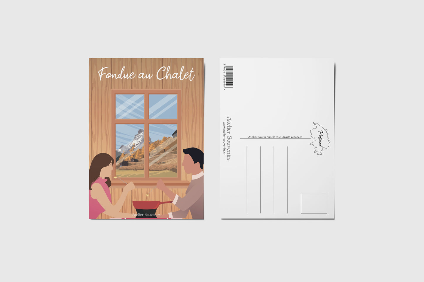 Carte Postale Suisse - Fondue au Chalet