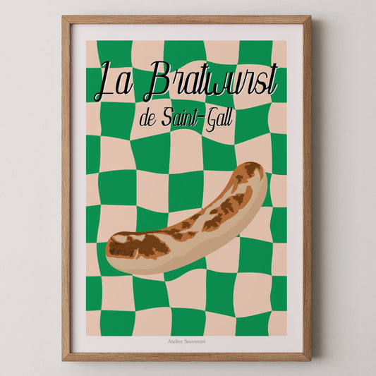 Affiche La Bratwurst de Saint-Gall - Saveurs Helvétiques