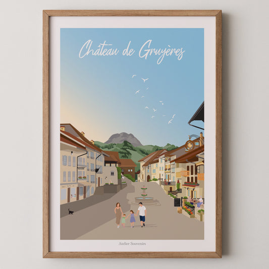 Affiche Fribourg - Château de Gruyères