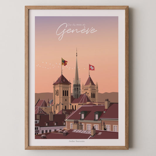 Affiche Genève - Sur les toits