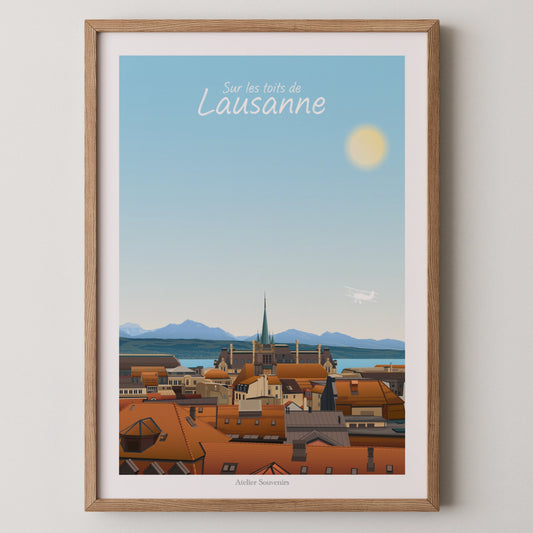 Affiche Lausanne - Sur les toits