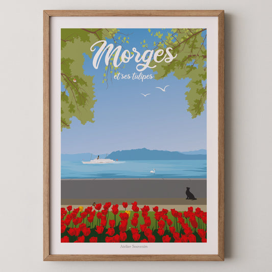 Affiche Vaud - Morges et ses tulipes