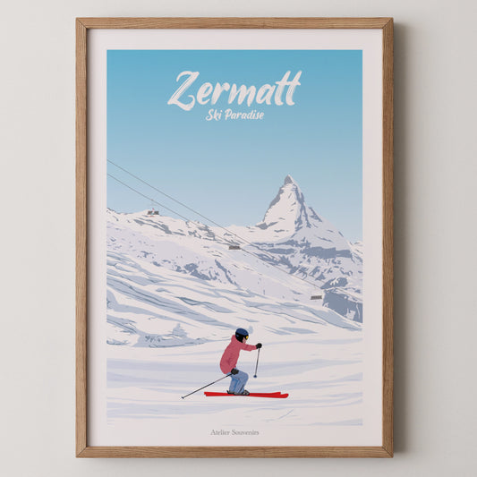 Affiche Zermatt - Ski paradise