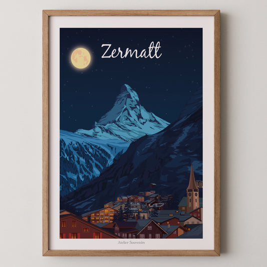 Affiche Zermatt - Nuit étoilée