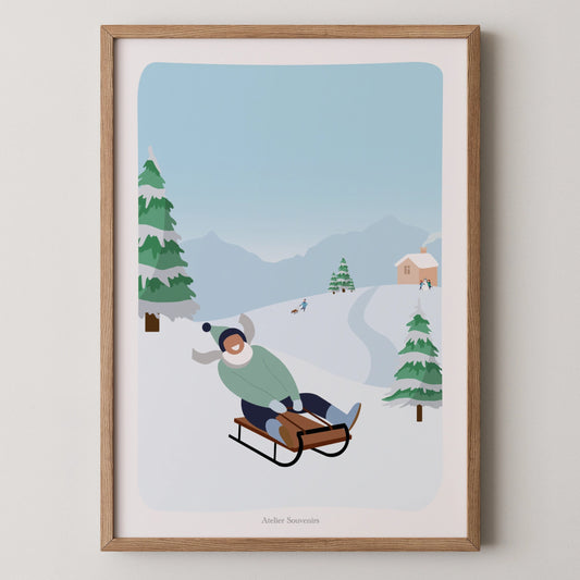 Affiche personnalisée - Luge