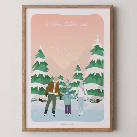 Affiche Les Alpes Suisses - Patinage