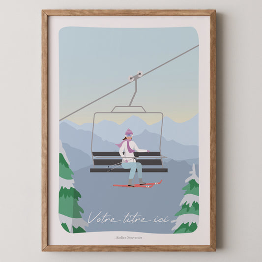Affiche Les Alpes Suisses - Télésiège