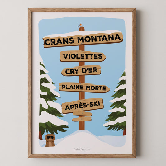 Affiche Les Panneaux Suisses Crans Montana
