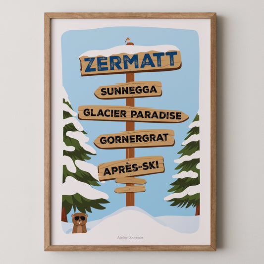Affiche Les Panneaux Suisses Zermatt