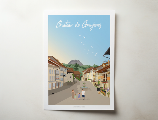 Affiche Fribourg - Château de Gruyères