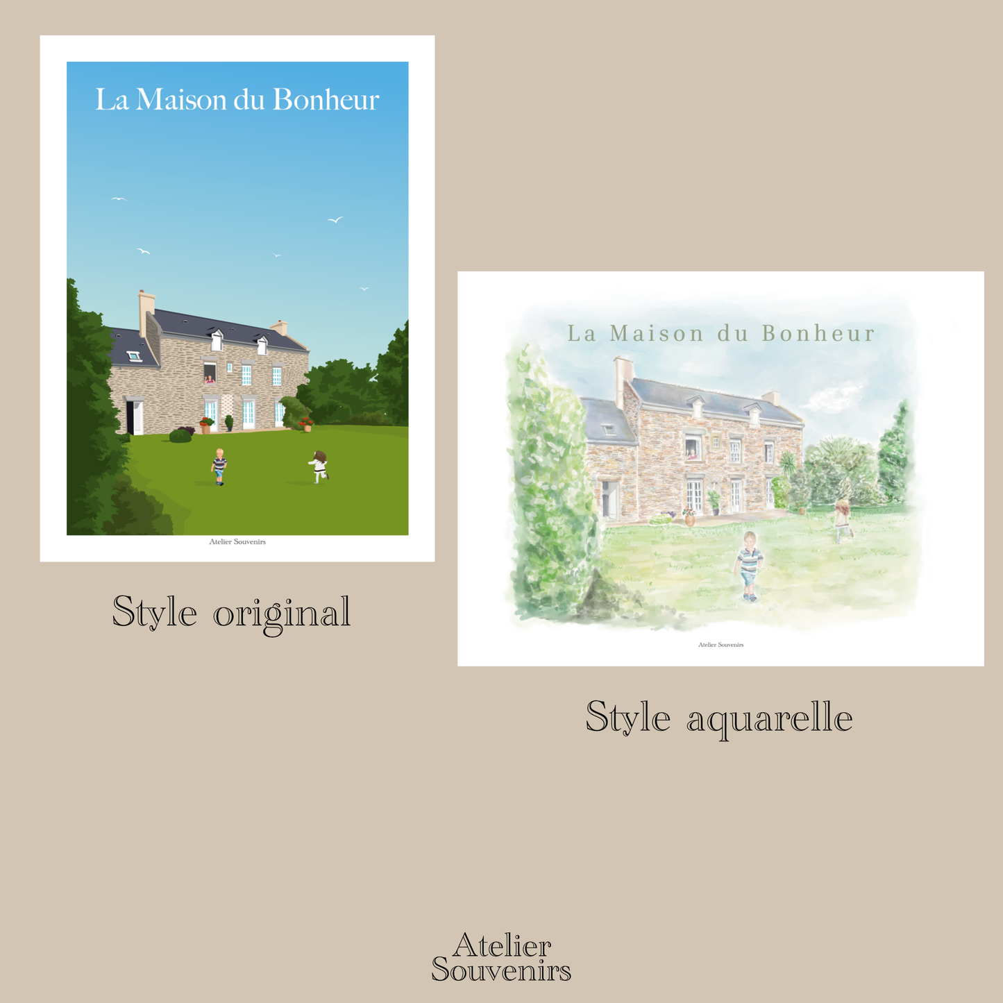 Affiche Personnalisée de Votre Maison - Format 30x40cm - Atelier Souvenirs