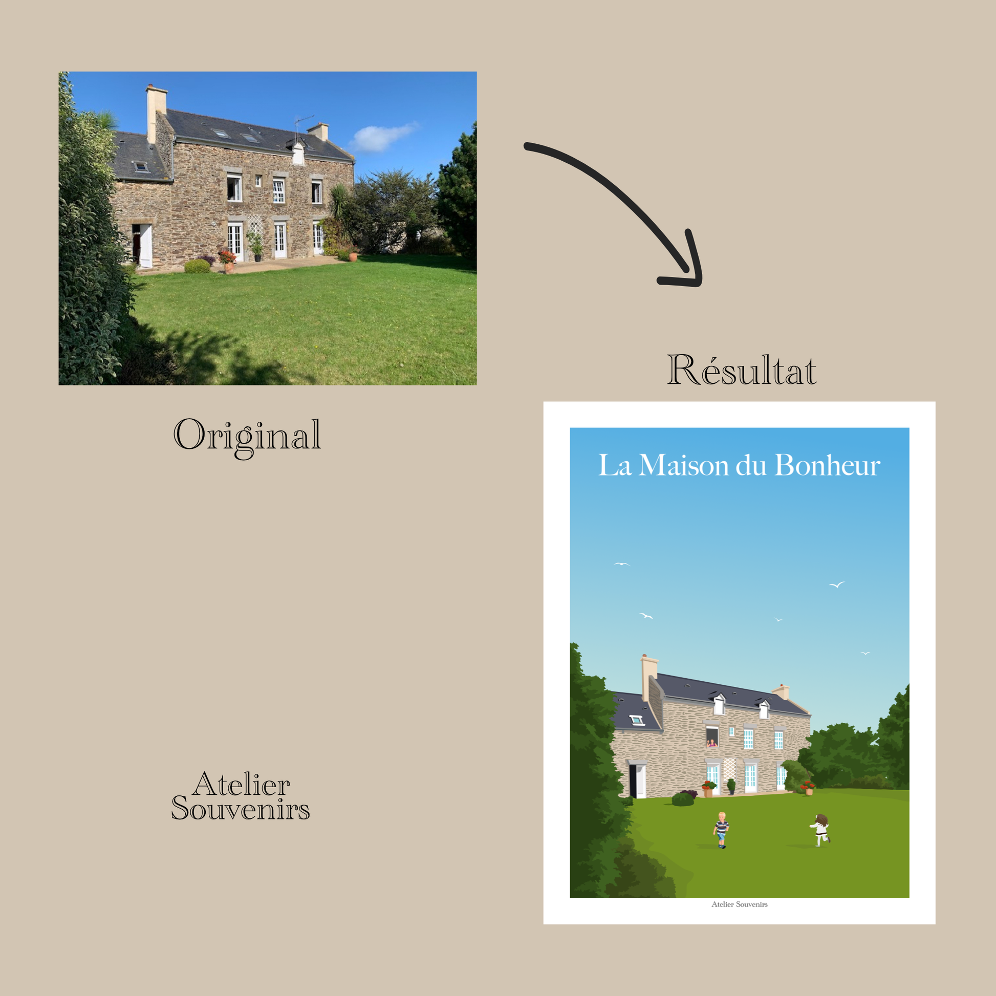 Affiche Personnalisée de Votre Maison - Format 30x40cm - Atelier Souvenirs