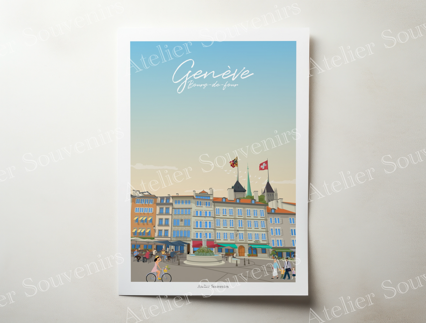 Affiche Genève - Bourg-de-four - Atelier Souvenirs