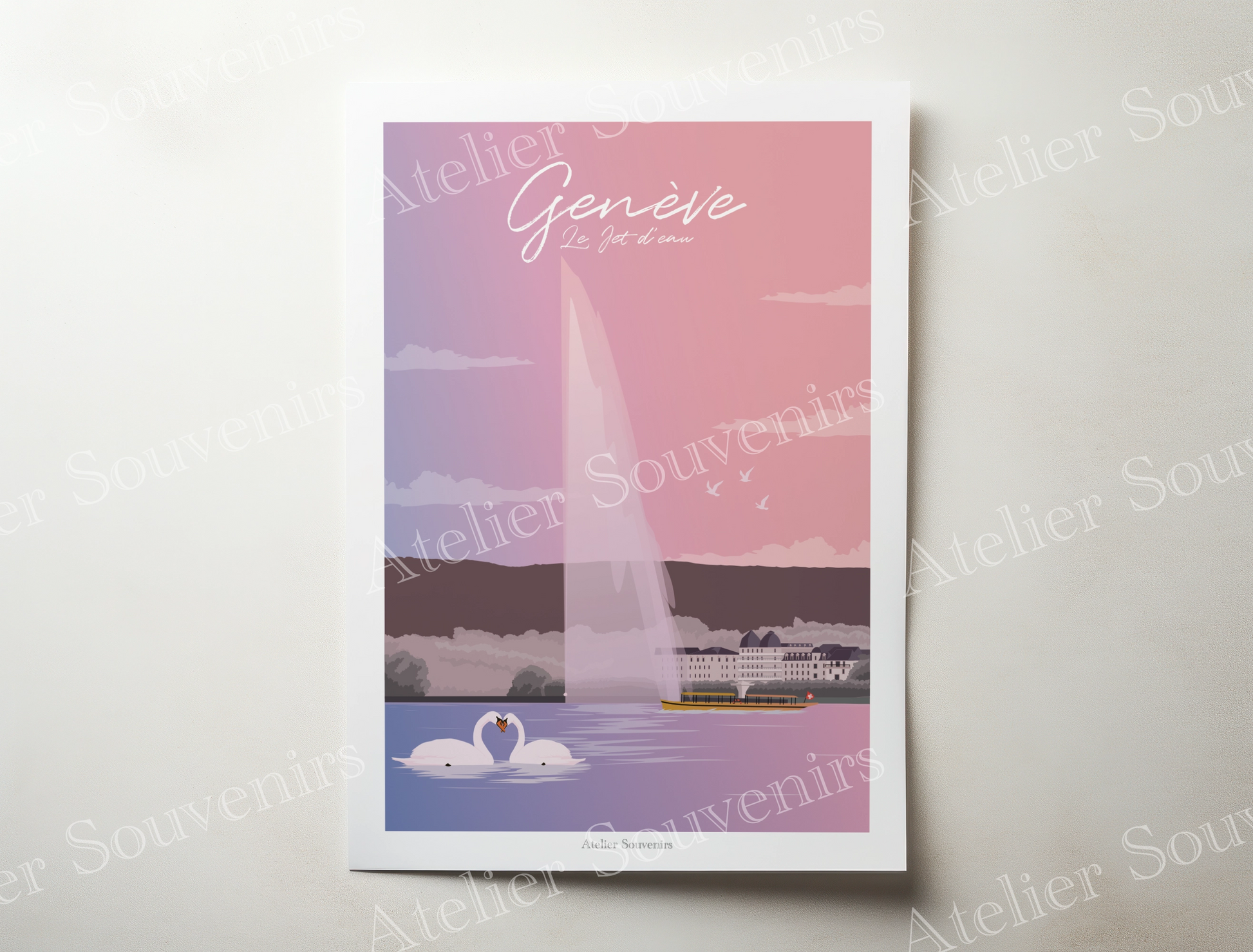 Affiche Genève - Jet d'eau - Atelier Souvenirs