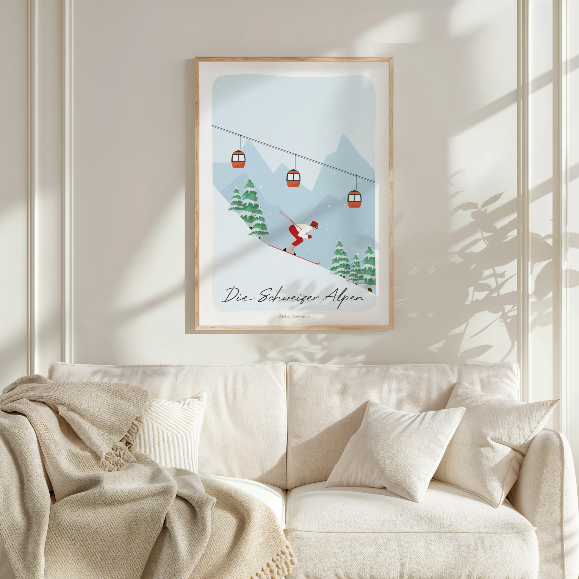 Affiche Les Alpes Suisses - Ski - Atelier Souvenirs