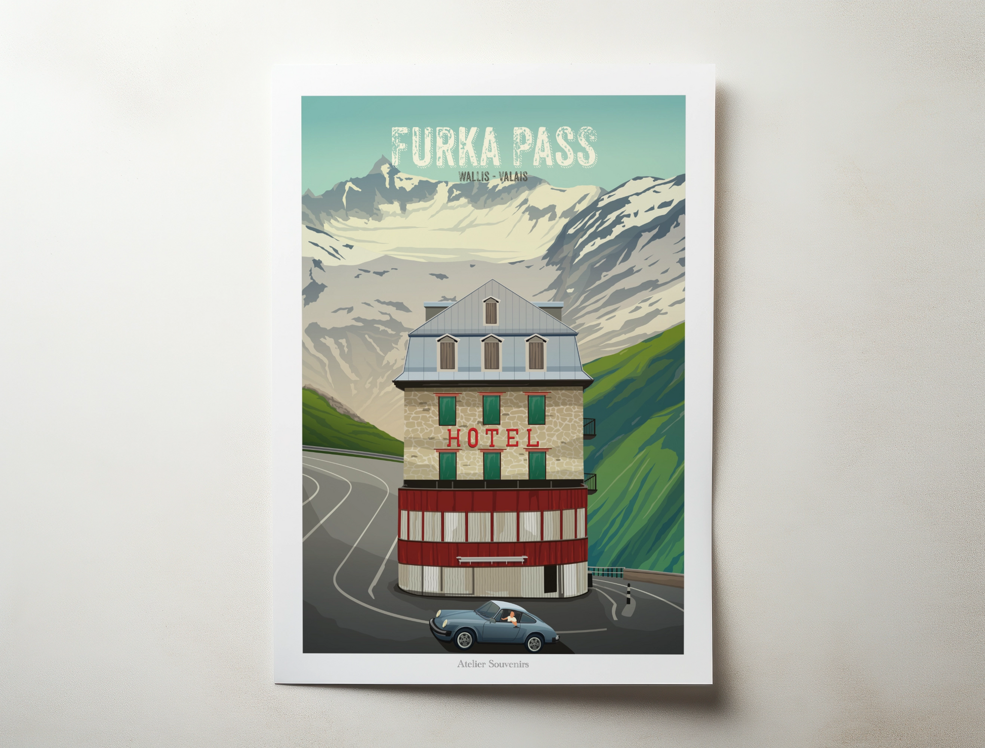 Affiche Valais - Furkapass - Atelier Souvenirs