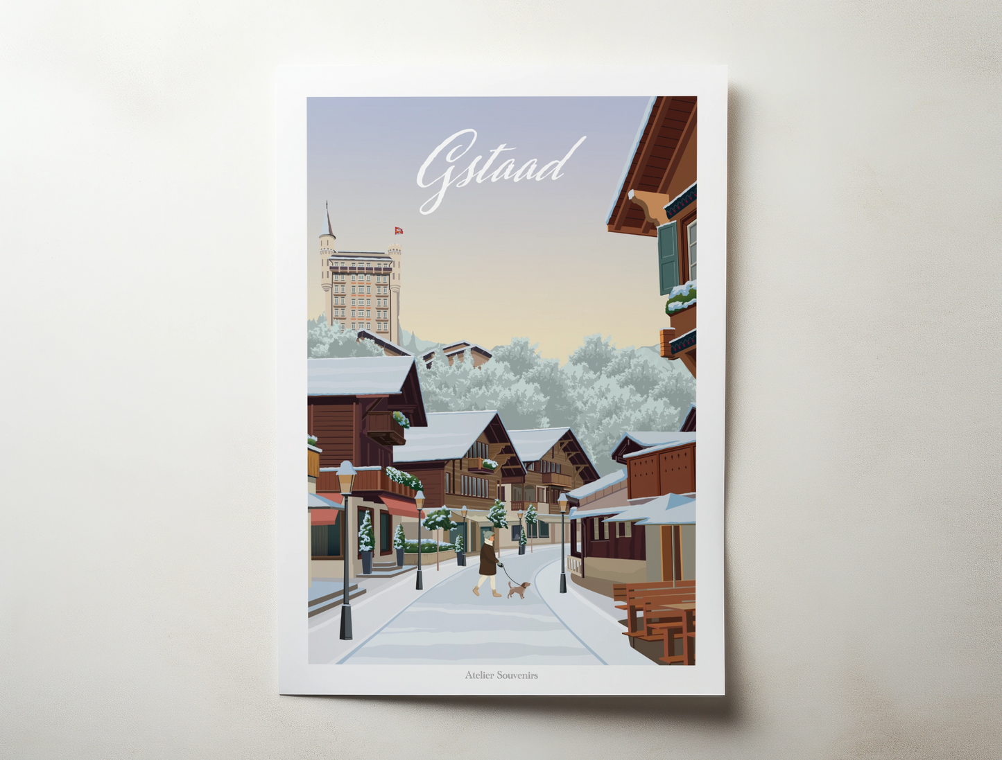 Affiche Gstaad - Hiver - Atelier Souvenirs