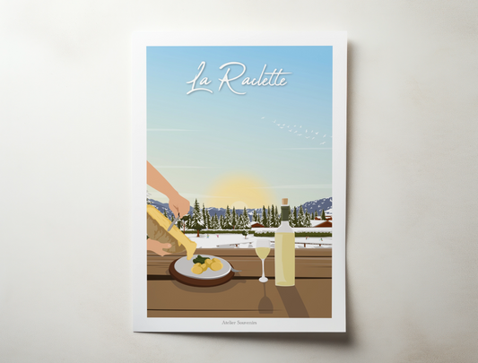 Affiche Spécialités culinaires suisses - La Raclette