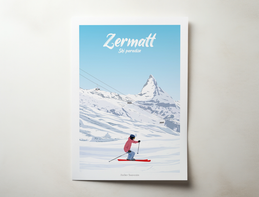 Affiche Zermatt - Ski paradise