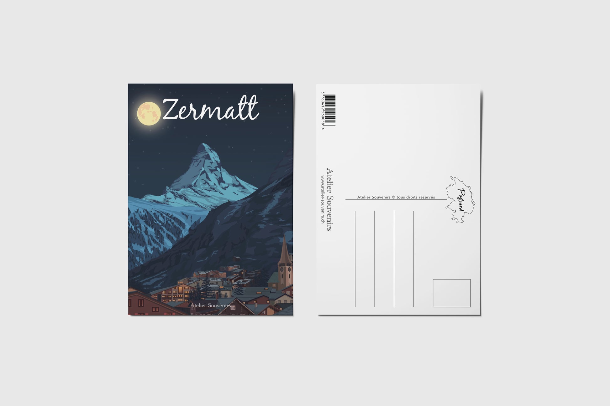 Carte Postale Valais - Zermatt Nuit étoilée - Atelier Souvenirs