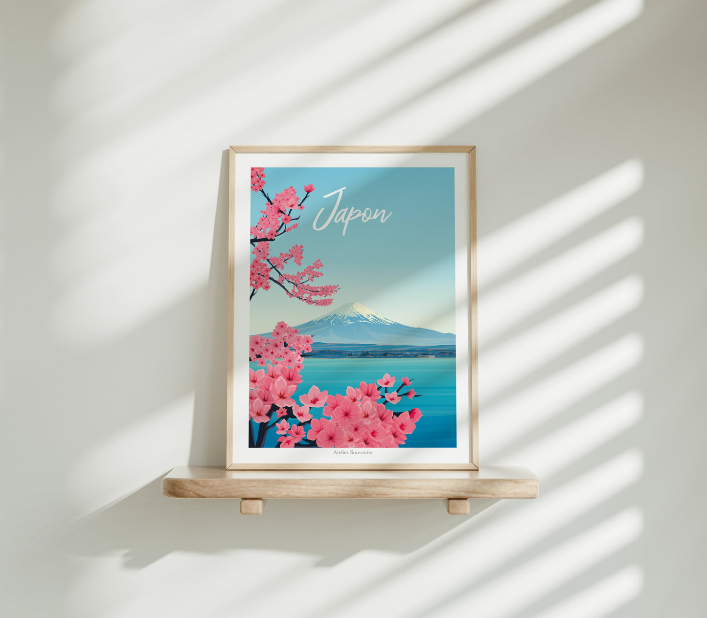 Affiche Japon - Mont Fuji et fleurs de cerisier