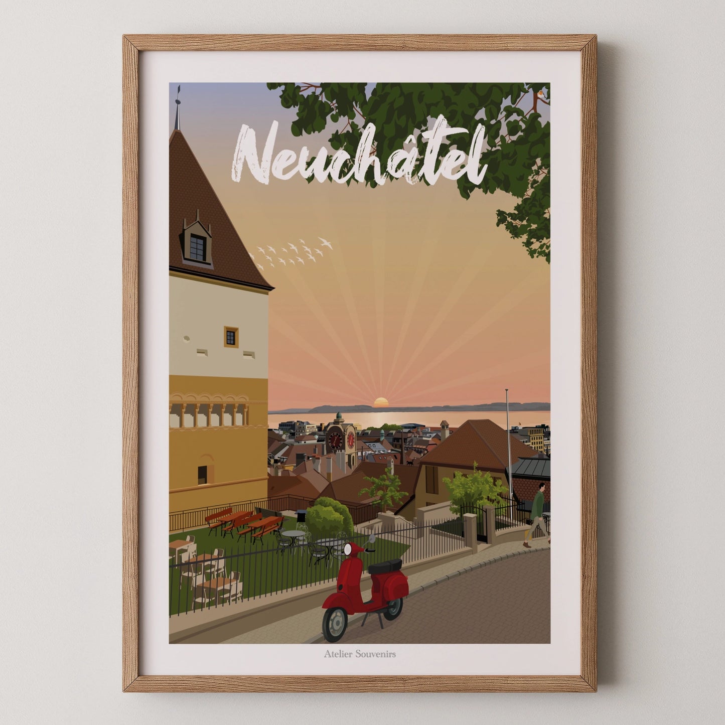 Affiche Neuchâtel - Sur les toits