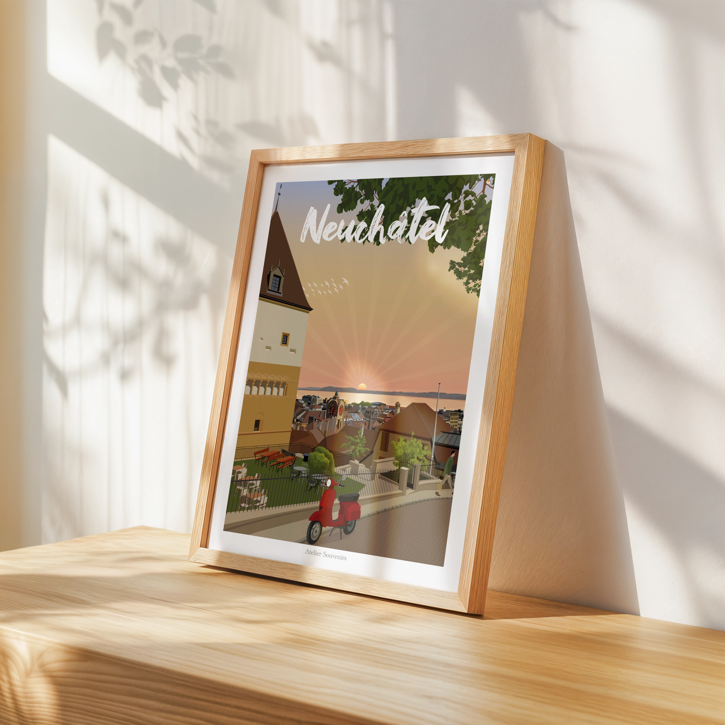 Affiche Neuchâtel - Sur les toits