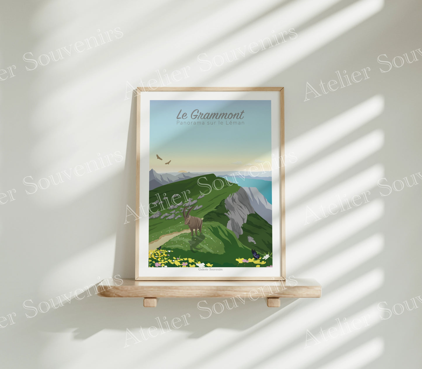 Affiche Le Grammont - Panorama sur le Léman - Atelier Souvenirs