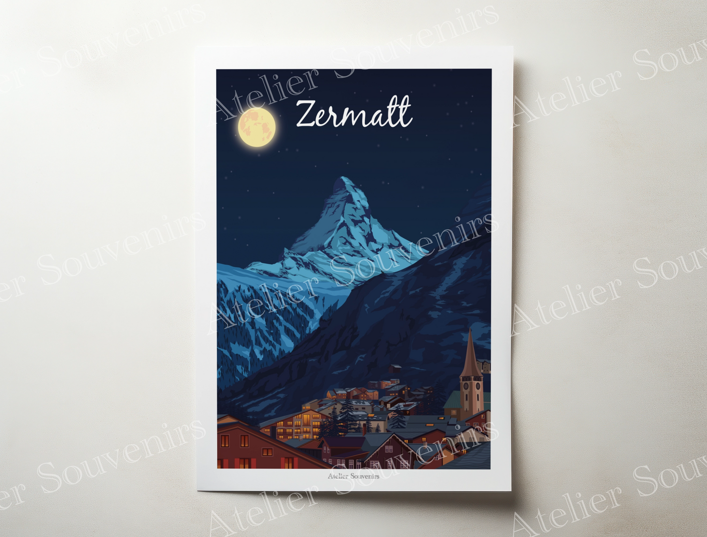 Affiche Zermatt - Nuit étoilée - Atelier Souvenirs