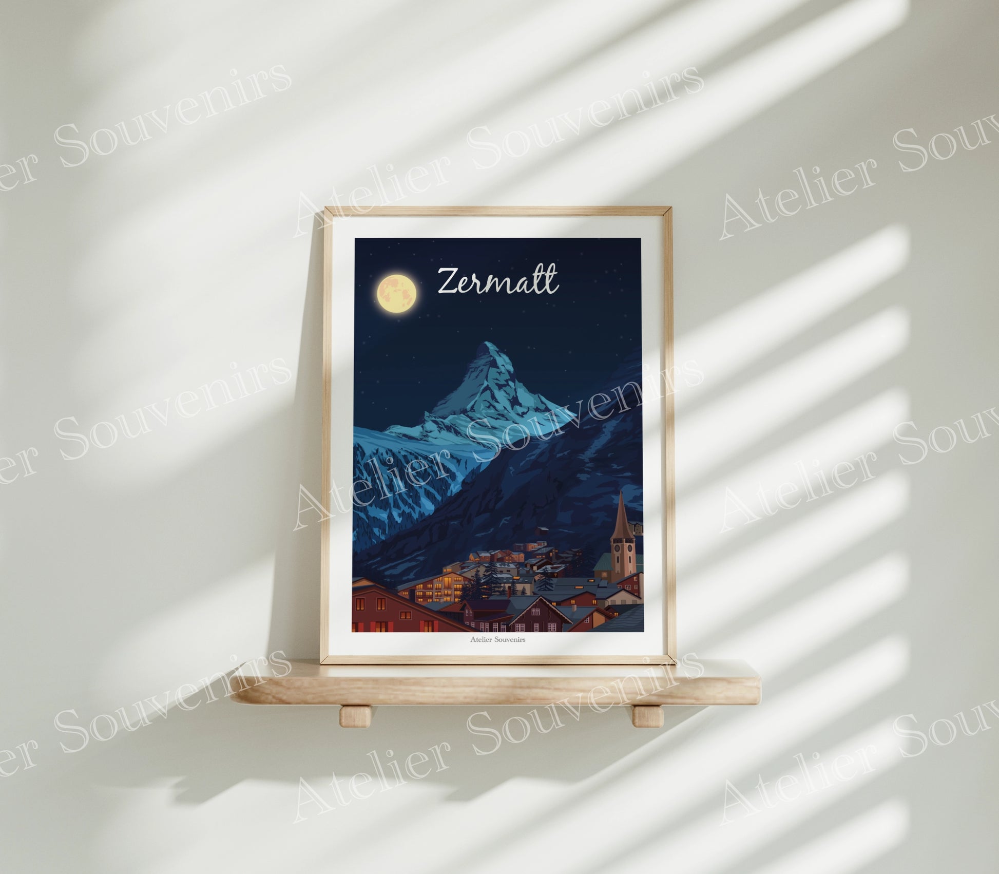 Affiche Zermatt - Nuit étoilée - Atelier Souvenirs