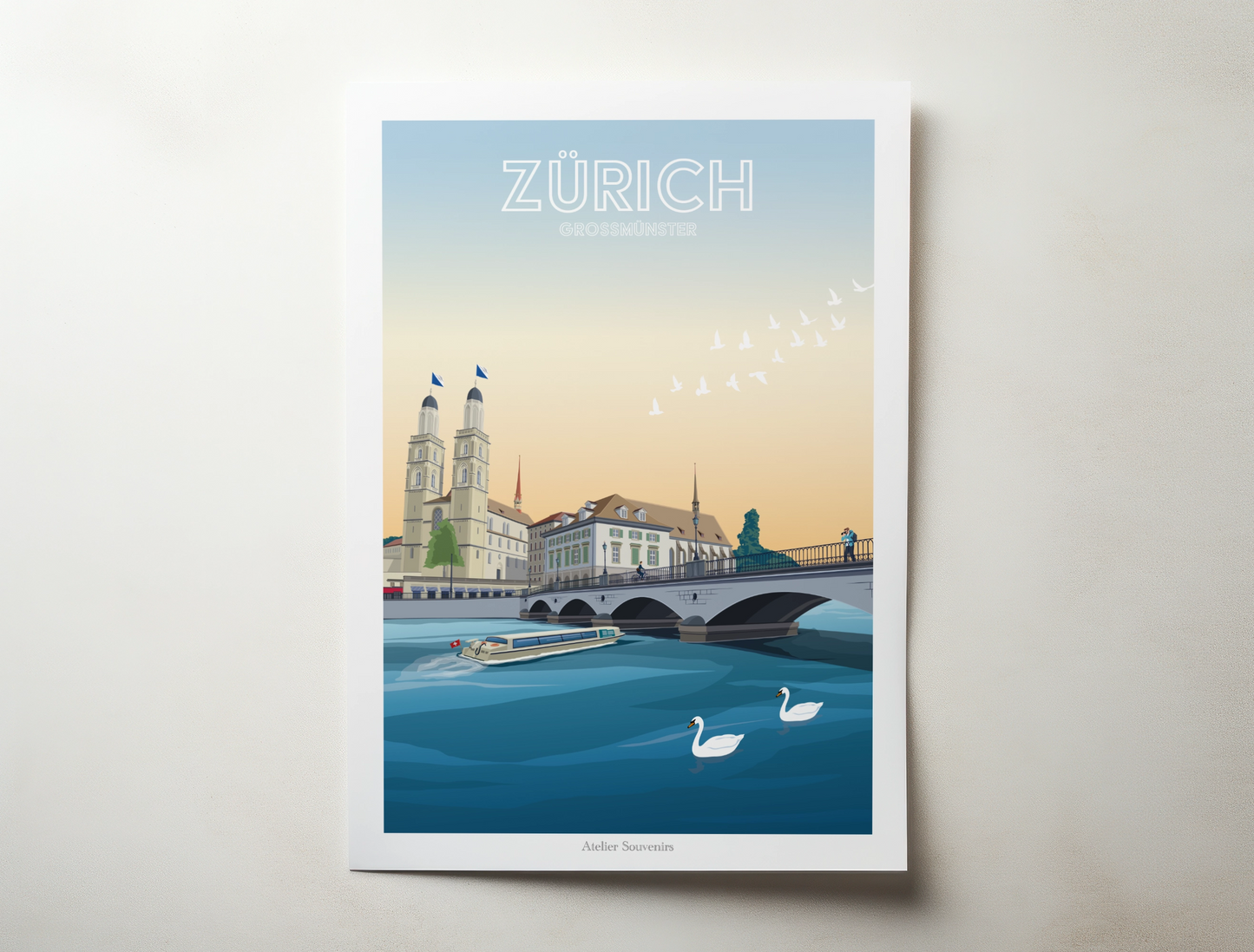 Affiche Zürich - Grossmünster - Atelier Souvenirs