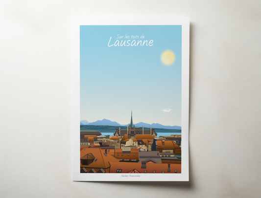 Affiche Lausanne - Sur les toits